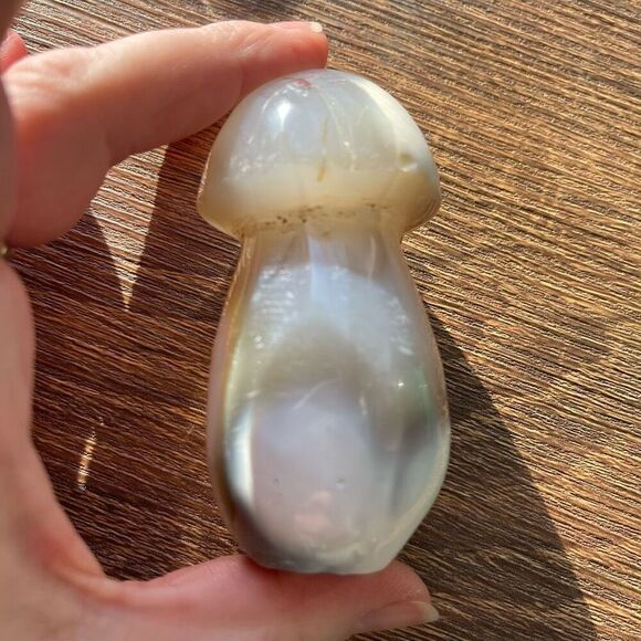 Orca agate mushroom carving crystal druzy black white grey gray cream - Picture 10 of 12